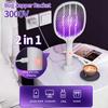 2 In 1 Electric Fly Insect Bug Zapper Racket Mosquito Killer Fly Swatter Trap USB Rechargeable Insect Killer with UV Light Bug