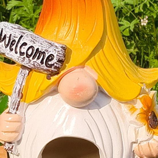 Статуэтка гнома Домик для птиц Устойчивый к погодным условиям Наружный Садовый Двор Подвесной Домик для птиц Снаружи Кормушка для колибри Украшение