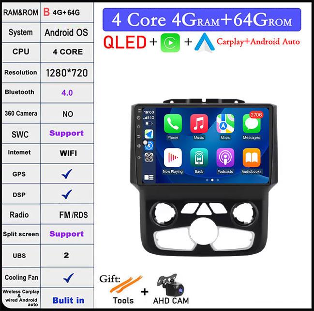 9-дюймовый Android Auto Car Radio для Dodge Ram 1500 2500 3500 2013-2018 Carplay Manual Ac StereoNavigation Carplay Touchscreen BT
