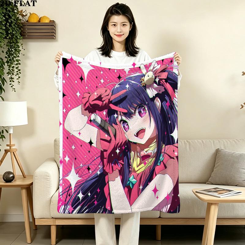 1PC Oshi No Ko Patterned Flannel Blanket Suitable For All Seasons For Home Decor Warmth And Comfort Gifts Holiday Present