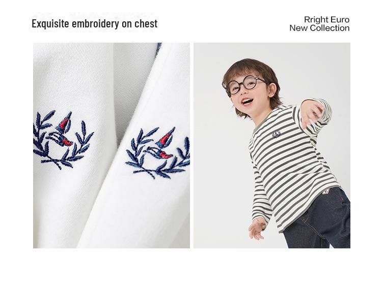 Футболка для мальчиков из антибактериального хлопка с длинными рукавами в полоску