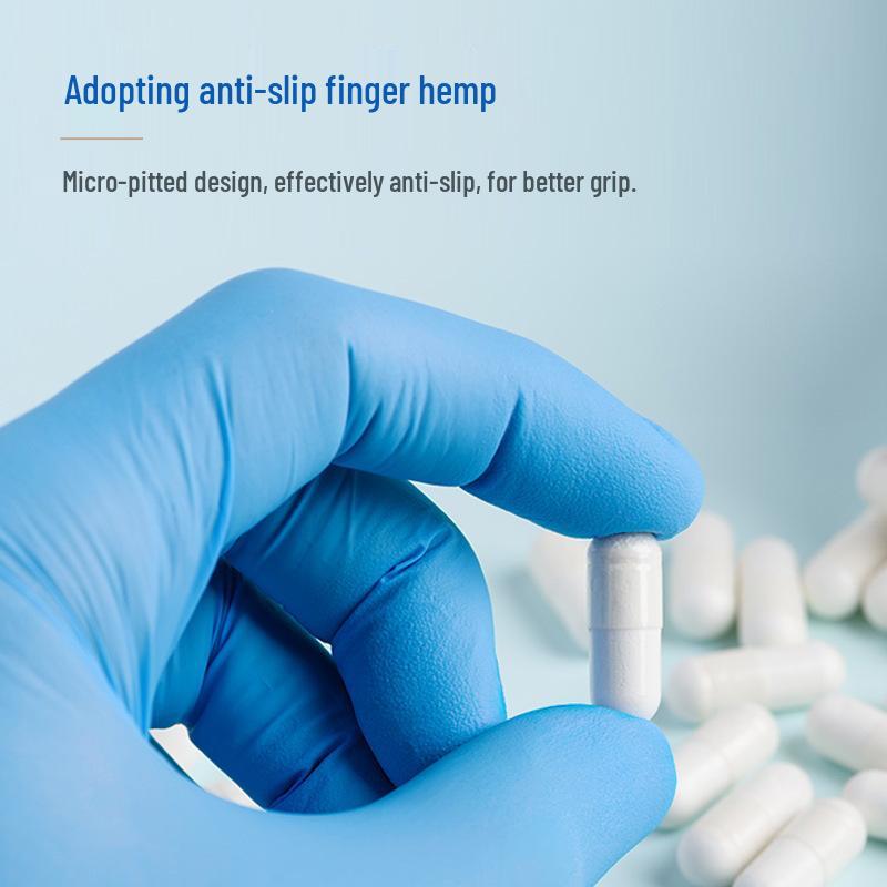 Waterproof Oil-Resistant Blue Nitrile Gloves for Laboratory and Food Grade Use