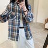 Женская рубашка из чистого хлопка с длинными рукавами, весенне-осенний новый стиль, ретро клетчатая рубашка, свободная повседневная рубашка