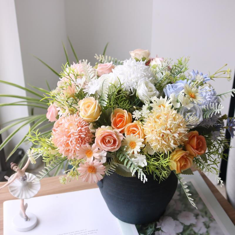 1 шт. Искусственный цветок Свадьба Дом Спальня Украшение Свадебный букет Гортензии Ваза Для улицы