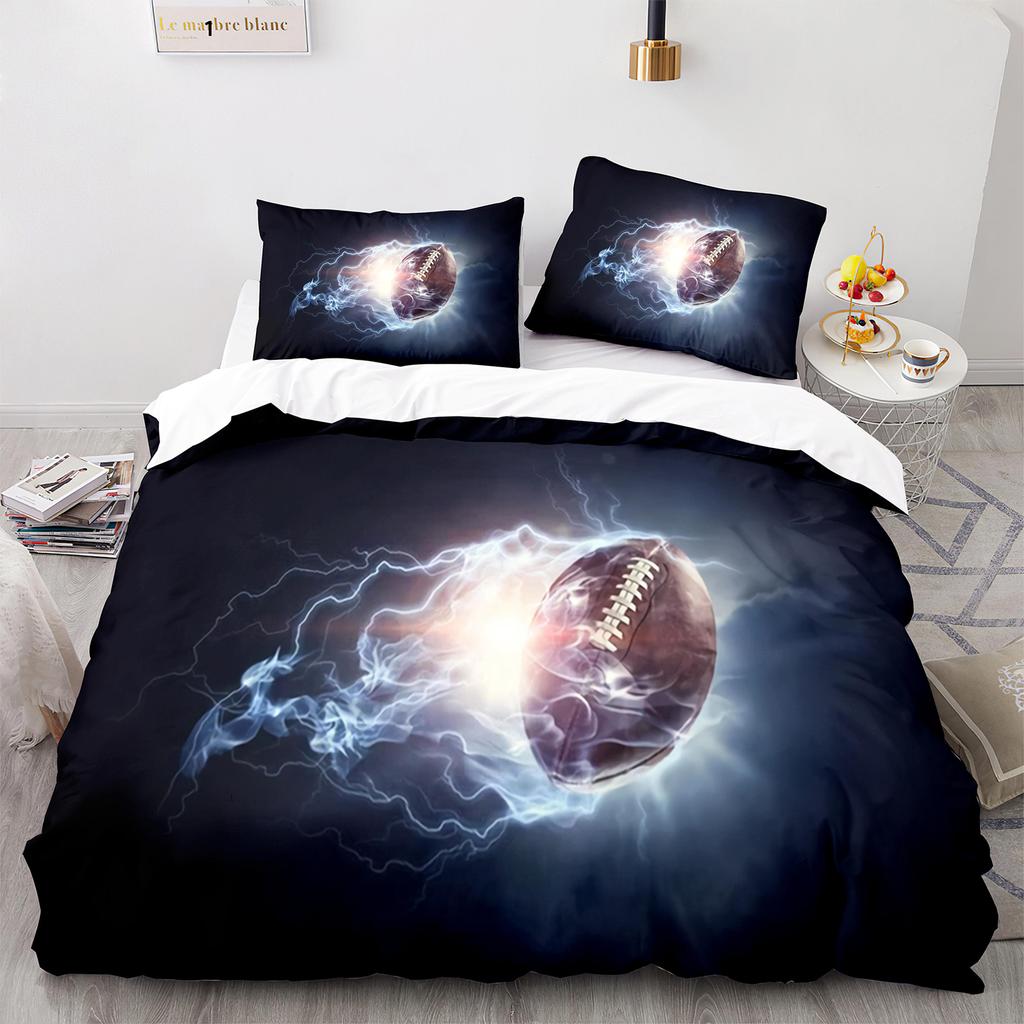 American Football King Queen Duvet Cover Rugby Player Pattern Bedding Set For Kids Teens Adults Ball Sport Polyester Quilt Cover