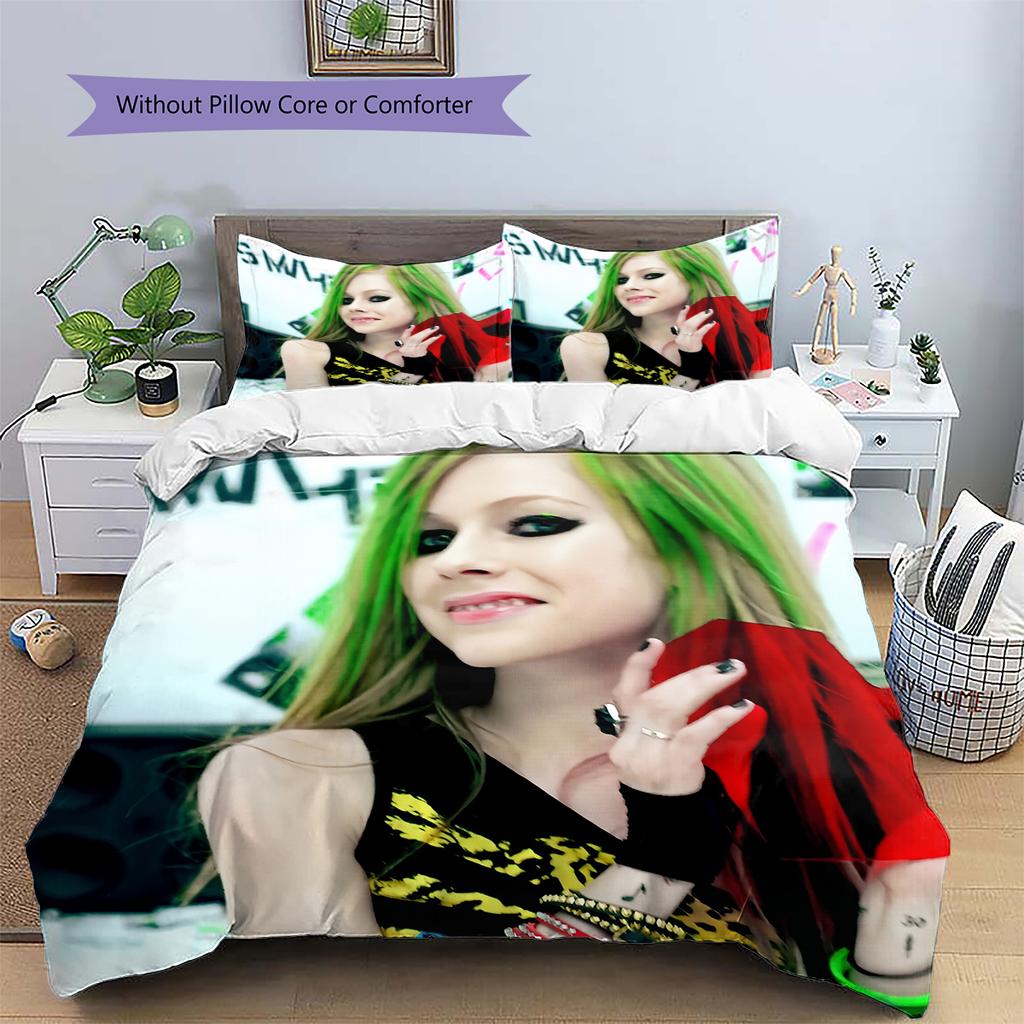Avril Lavigne Pattern Bedding Home Decoration Birthday & Festival Gift (1 * duvet cover + 2 * pillowcase, without core)