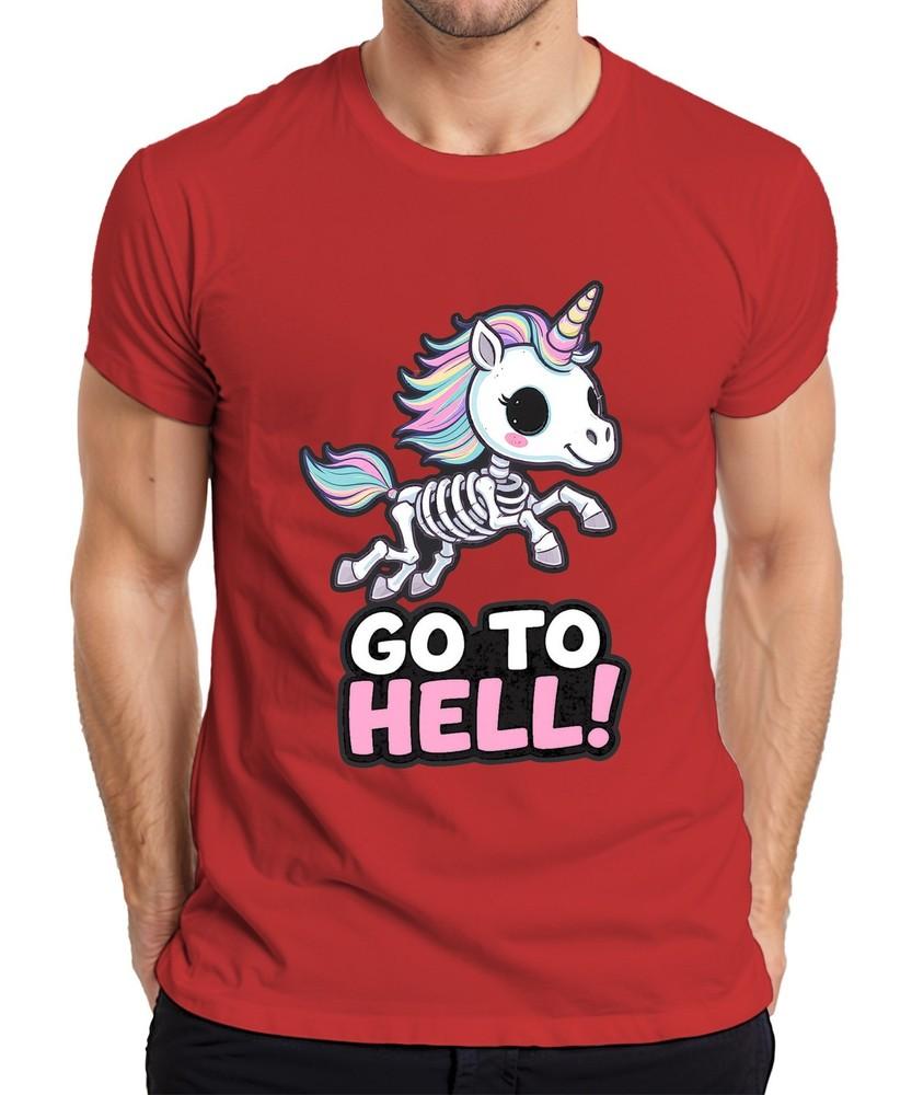 Skeleton Unicorn Go To Hell Pastel Rainbow Mane Gothic T-Shirt-