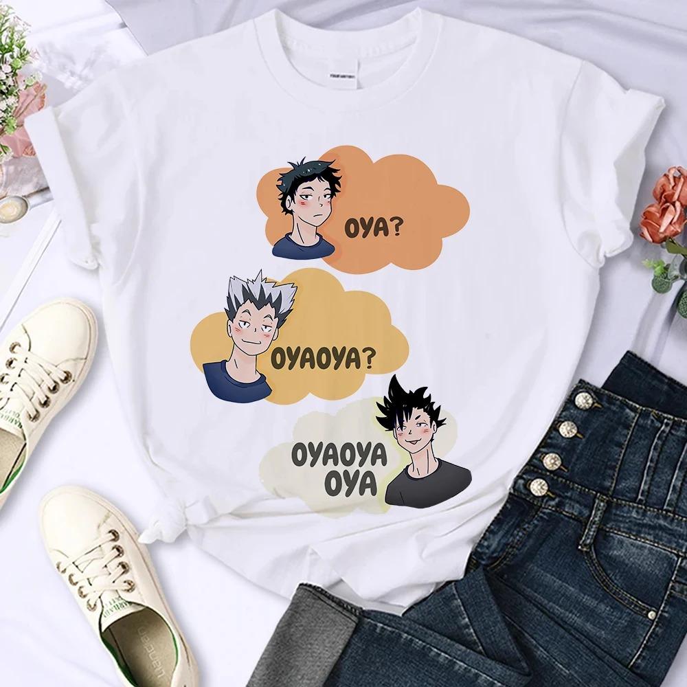 Японское аниме Haikyuu Футболка Женская Топ Харадзюку Японский Стиль Футболка Унисекс Летняя Одежда Y2k Короткий Рукав Женские Футболки