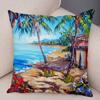 Винтажный красочный стиль, наволочка с изображением кокосовой пальмы, деревенский дом, пейзаж, диван, автомобиль, офисная подушка, домашний декор