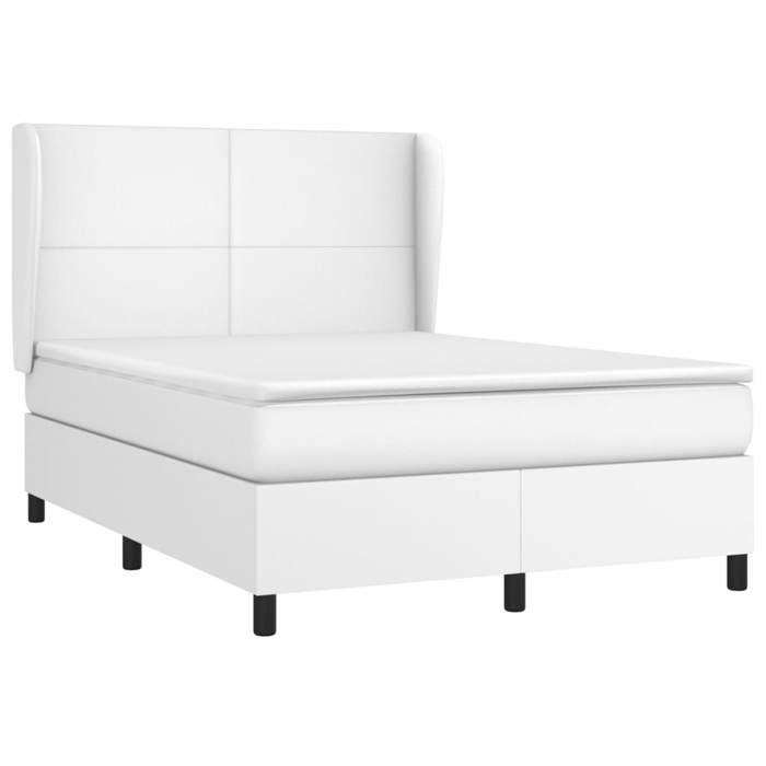 Maison Exclusive - Sommier à lattes de lit avec matelas Blanc 140x190cm Similicuir