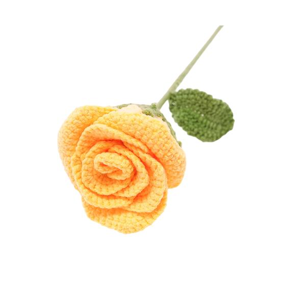 Вязаный крючком цветок розы ручной работы, вязаный букет роз с листьями, День святого Валентина, годовщина, день рождения, искусственная роза, подарок для женщины, учителя, мамы, подруги