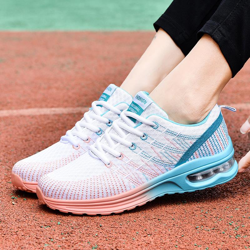 Spring and Summer Large Size Breathable Women's Shoes New Flat-bottomed Casual Shoes Versatile Shoes Flying Woven Air Cushion Sports Shoes