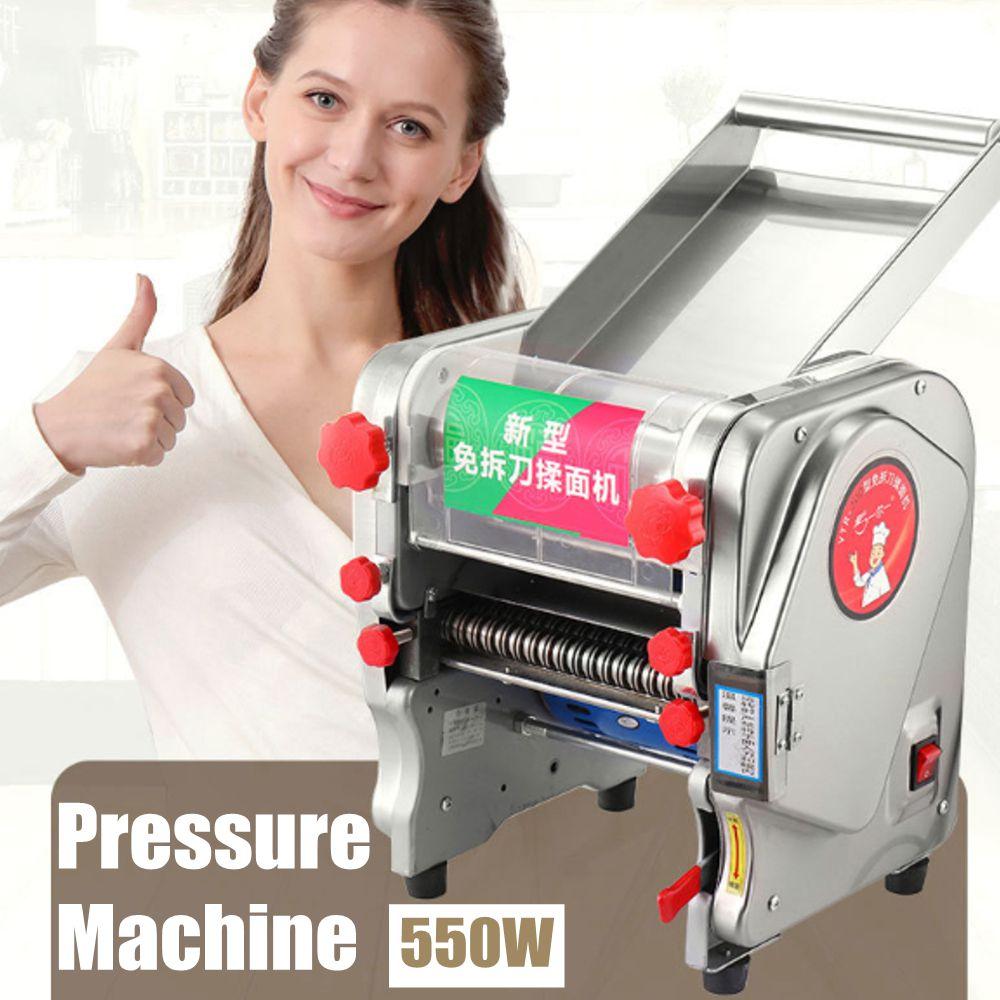 550W Electric Noodles Machine 220V 0.1-6mm Thickness Adjustable Automatic Stainless Steel Dumpling Skin Dough Pressing Machine