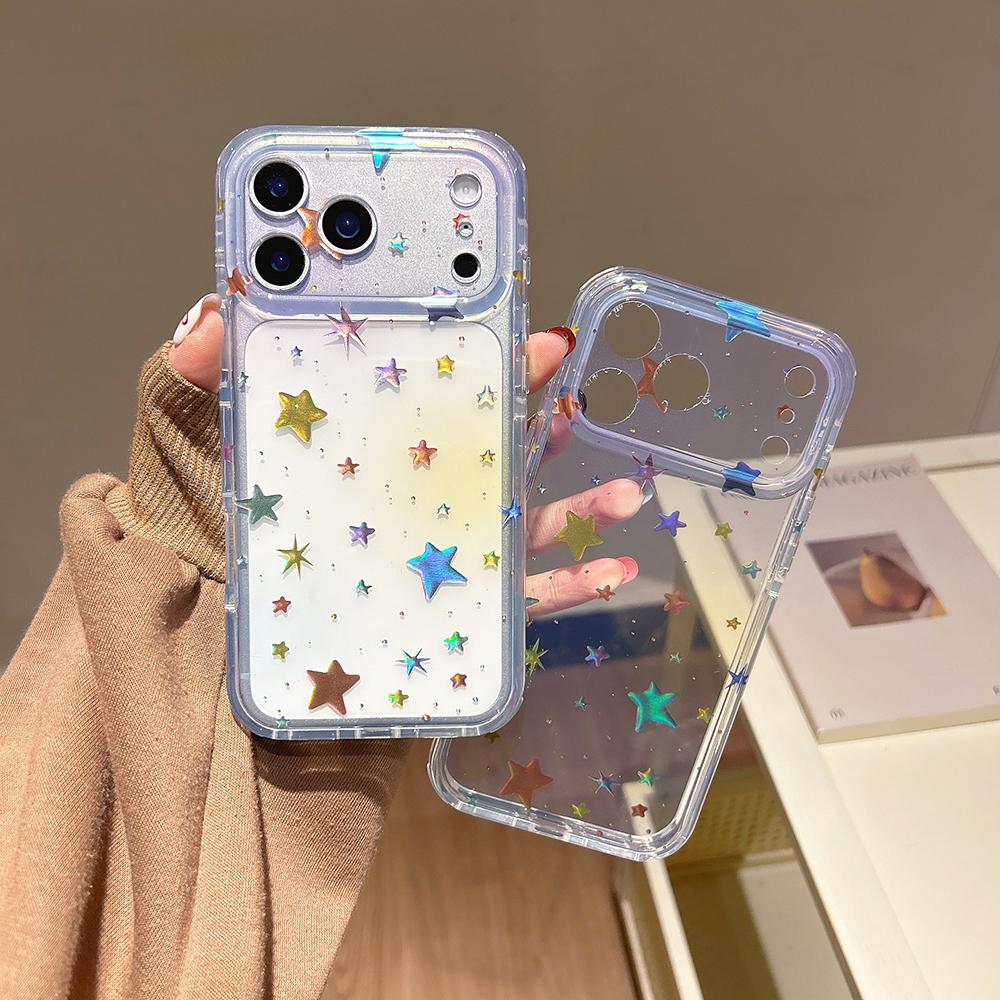 Для iPhone 17 17pro 17Promax Лазерный узор Звезда Блестящий Чехол для телефона для IPhone 14 15 16 Pro Max Ударопрочный Защитный Прозрачный Чехол