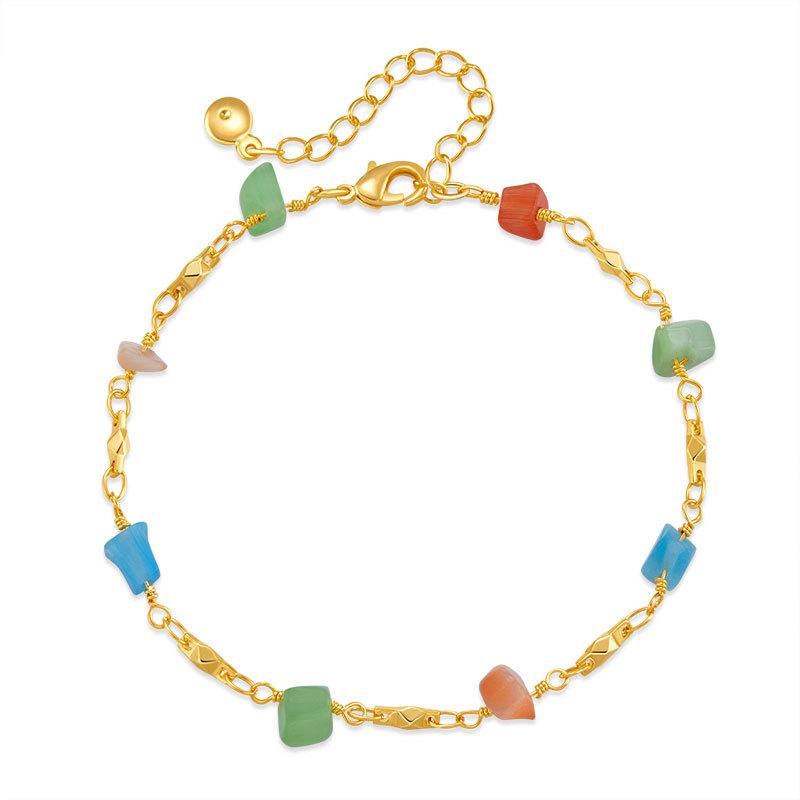 Irregular Natural Stone Fresh Style 18k Gold Plated Vacation Bracelet For Women