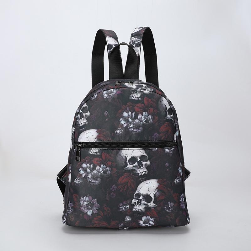 Ghost Skull Print Backpack Computer Laptop Shoulder Bag Halloween Oxford School Bag for Women GirlsTravel Daypack KTY