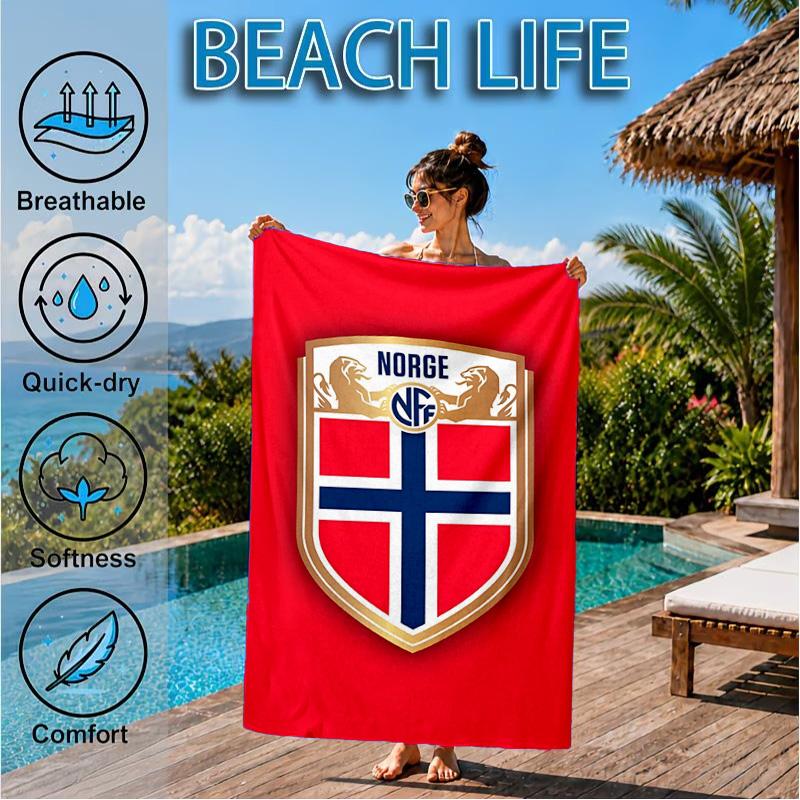 Norwegian Football Crest Beach Towel, Quick-drying, Easy to Care for, Suitable for Both Fitness and Beach Vacations,Sports Essential