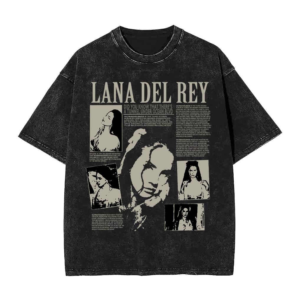 Washed Vintage WashedLana Del Rey Tour Tshirt Men Women Hip Hop Fashion Pop Music Tshirts Unisex Casual Cotton T Shirts