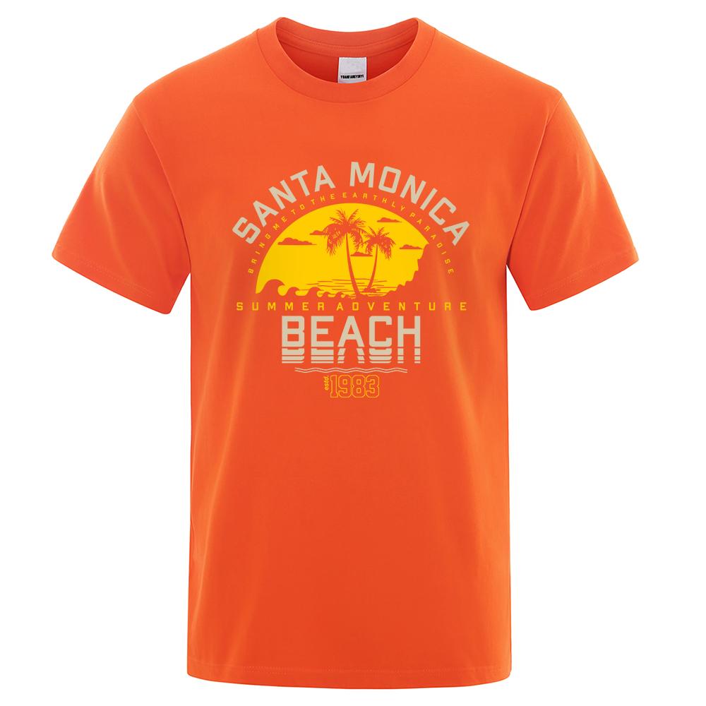 Санта-Моника Летнее Приключение Пляж Осн. 1983 Мужские Футболки Хлопок Оверсайз С Коротким Рукавом Свободная Футболка Дышащие Повседневные Топы