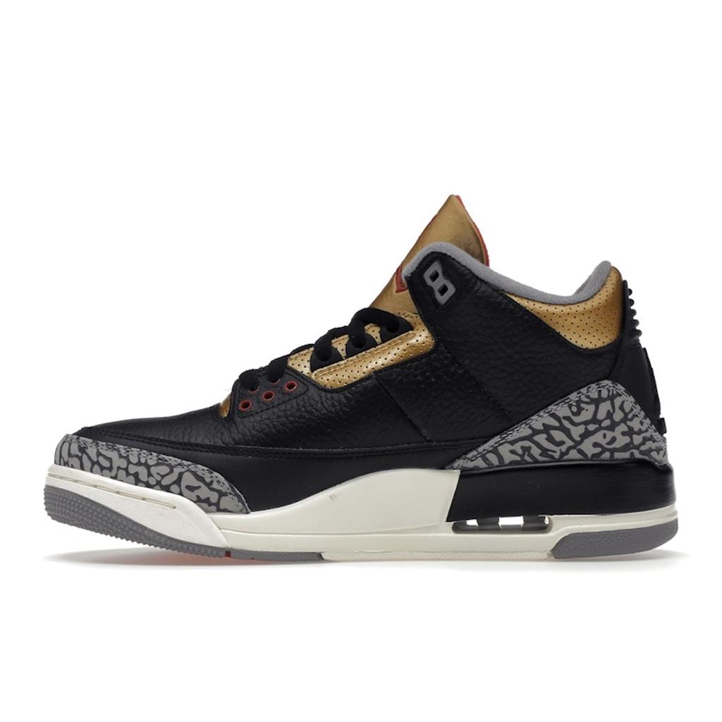 Air Jordan 3 Retro Black Gold Women Sneakers Fire-Red Metallic-Gold Cement-Grey CK9246-067
