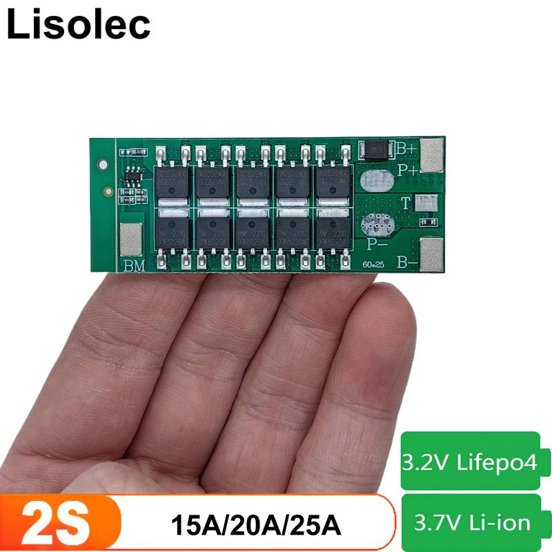 Плата защиты BMS 2S 15A 20A 25A 6.4V Lifepo4 7.4V Li-ion 18650 21700 32650 32700 Литиевая ячейка Зарядка Разрядка Защитная Плата