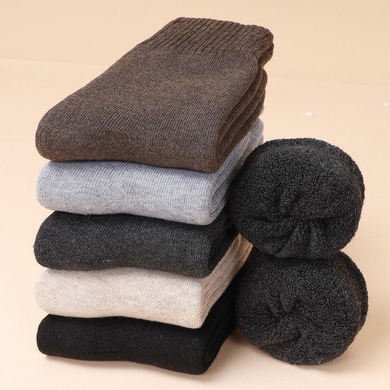 Men's Mid-Tube Velvet Thick Warm Socks (5-10 Pairs), Loose Totem Design for Autumn and Winter