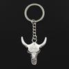 Fashion 30mm Key Ring Metal Key Chain Keychain Jewelry Antique Bronze Plated Skull Bull Ox Head 41x38mm Pendant