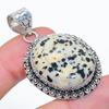 Dalmation Jasper Gemstone 925 Sterling Silver Jewelry Pendant 1.89" SU-10739