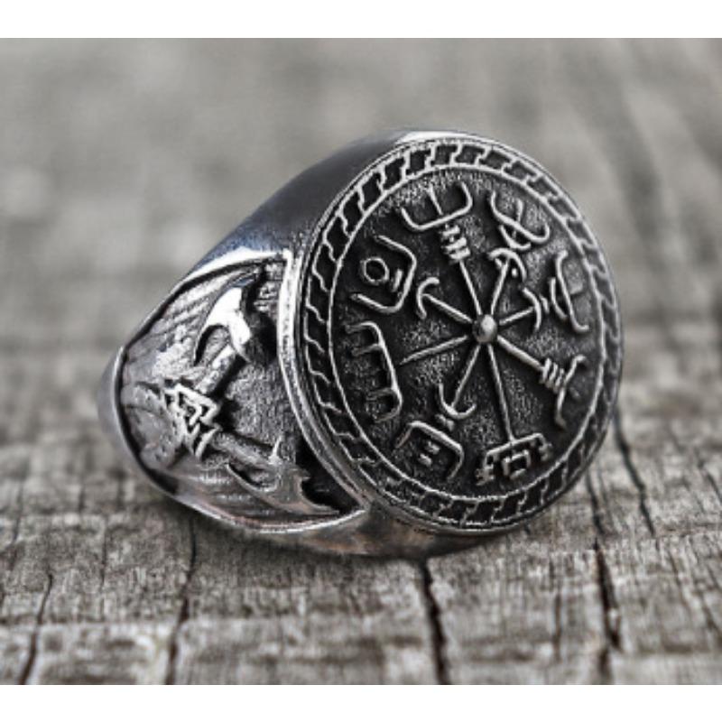 Vintage Viking Totem Double Axe Men's Ring Personalized Jewelry Gift