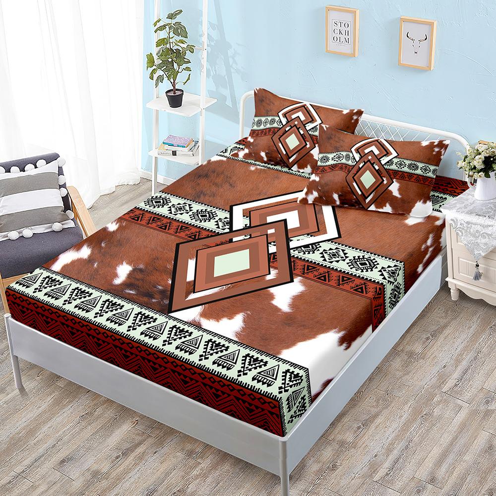 Животная текстура Корова Лошадь Комплект матраса Матрас Набор из трех предметов Покрывало Наволочка Защитный чехол для матраса