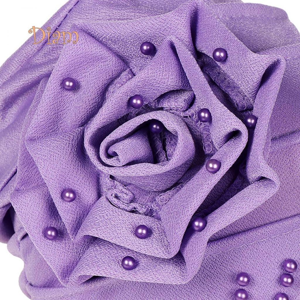 Tenfyer Fashion Flower Floral Beads Women Head Wrap Hat Turban Hijab Gift