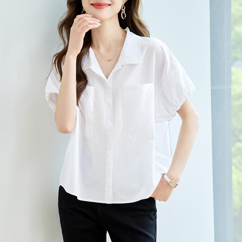 Summer Short-sleeved Shirt Women's New Commuter Korean Version Loose Cotton Top