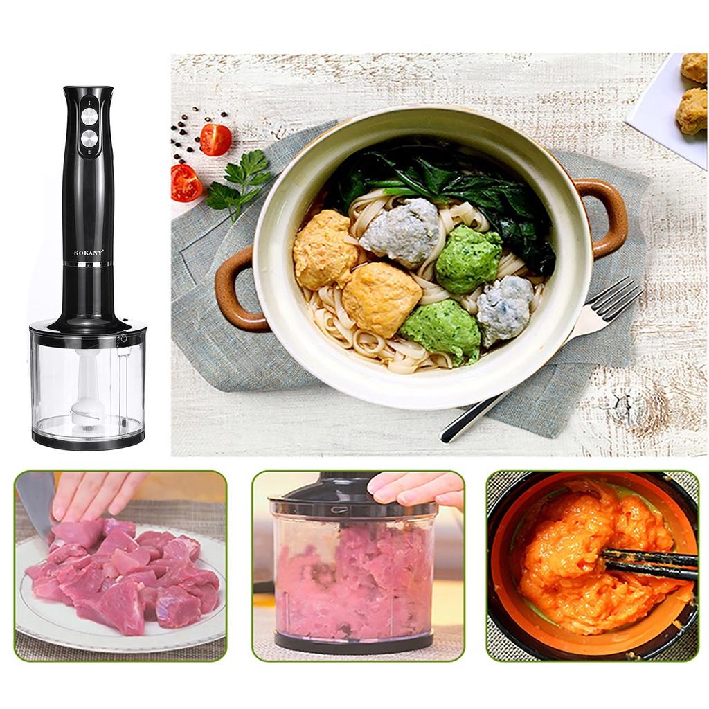 Stainless Steel Electric Blender 2 Speeds Blender Hand Mixer EggsWhisk Vegetable Juicer Grinder Chopper 4 In 1 With 700ml Beaker
