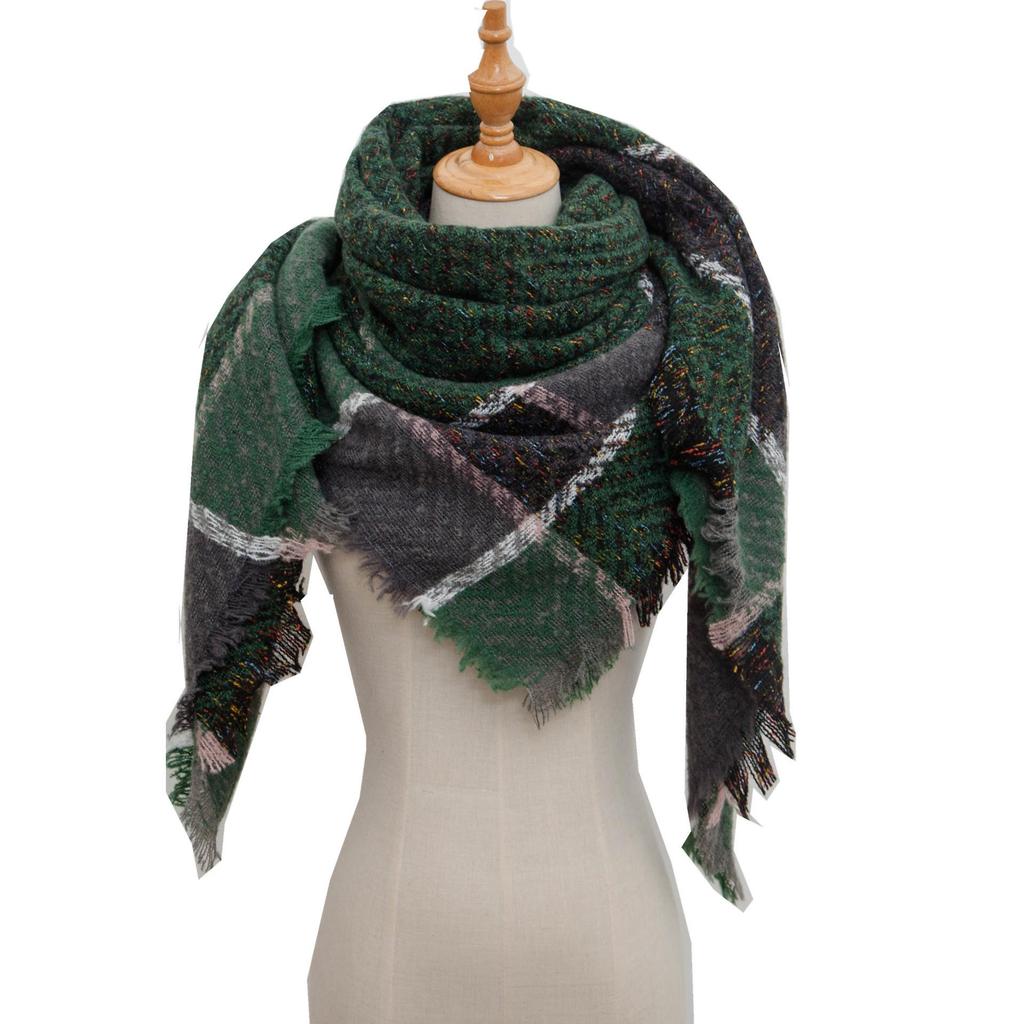 European and American Style Large Check Triangle Snood Scarf - Spring, Autumn, Winter