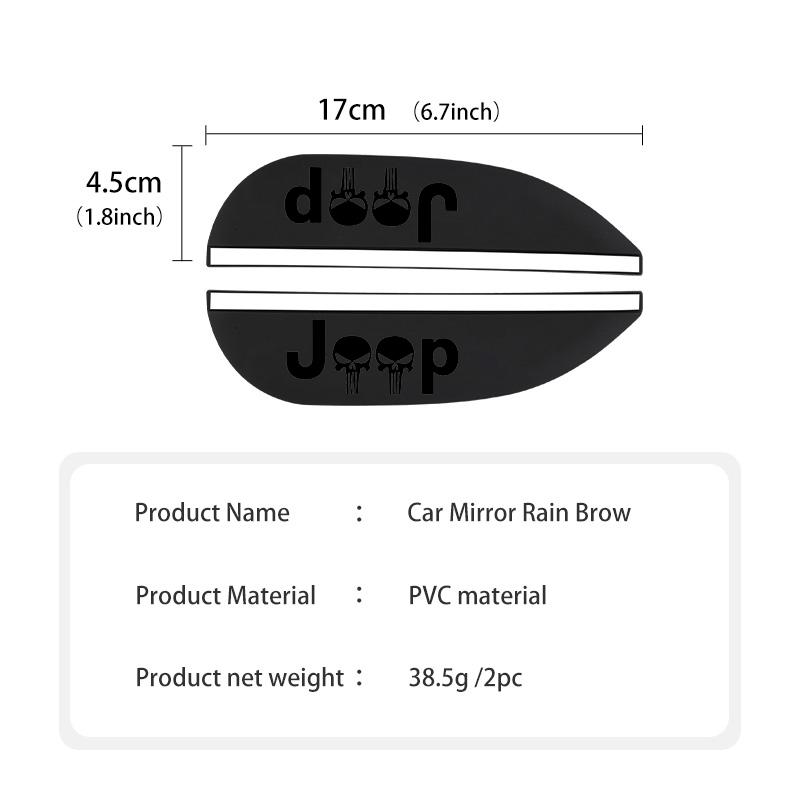 2PCS Car Rearview Mirror Rain Eyebrow Side Snow Sun Visor For Jeep Cherokee Wrangler JK Gladiator Compass Renegade Patriot