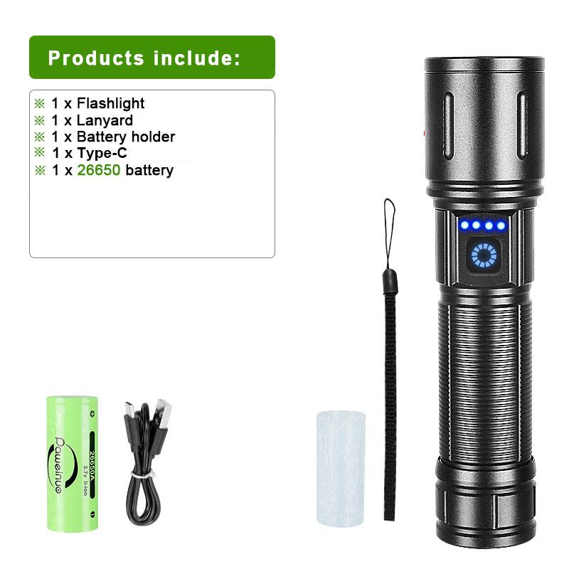 10000LM светодиодные фонари высокой мощности, перезаряжаемый сверхмощный фонарик, 3 режима, профессиональная уличная ручная лампа для кемпинга