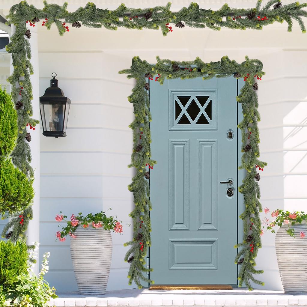 1,8-метровая Рождественская Лоза Симуляция Зеленые Растения Красные Ягоды Лоза Настенное Украшение для Дома