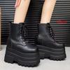 Fashion New 13CM Platform Boots Casual Outdoor Shoes Chunky Simple Lace Up Design Ankle Boots Cool Nightclub Party Black Shoes 35-43