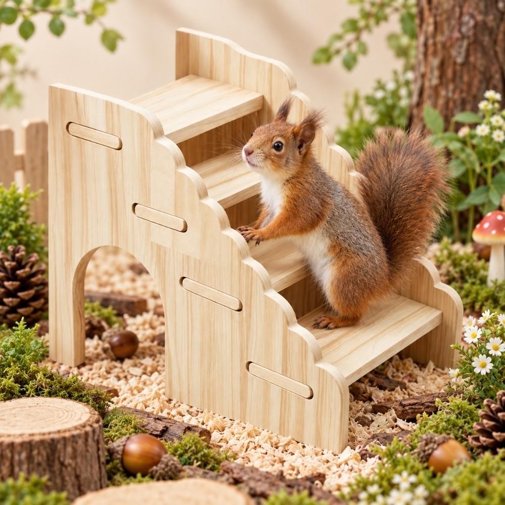 Detachable Hamster Climbing Ladder Wooden Mouse Habitat Small Pet Shelter Guinea Pig