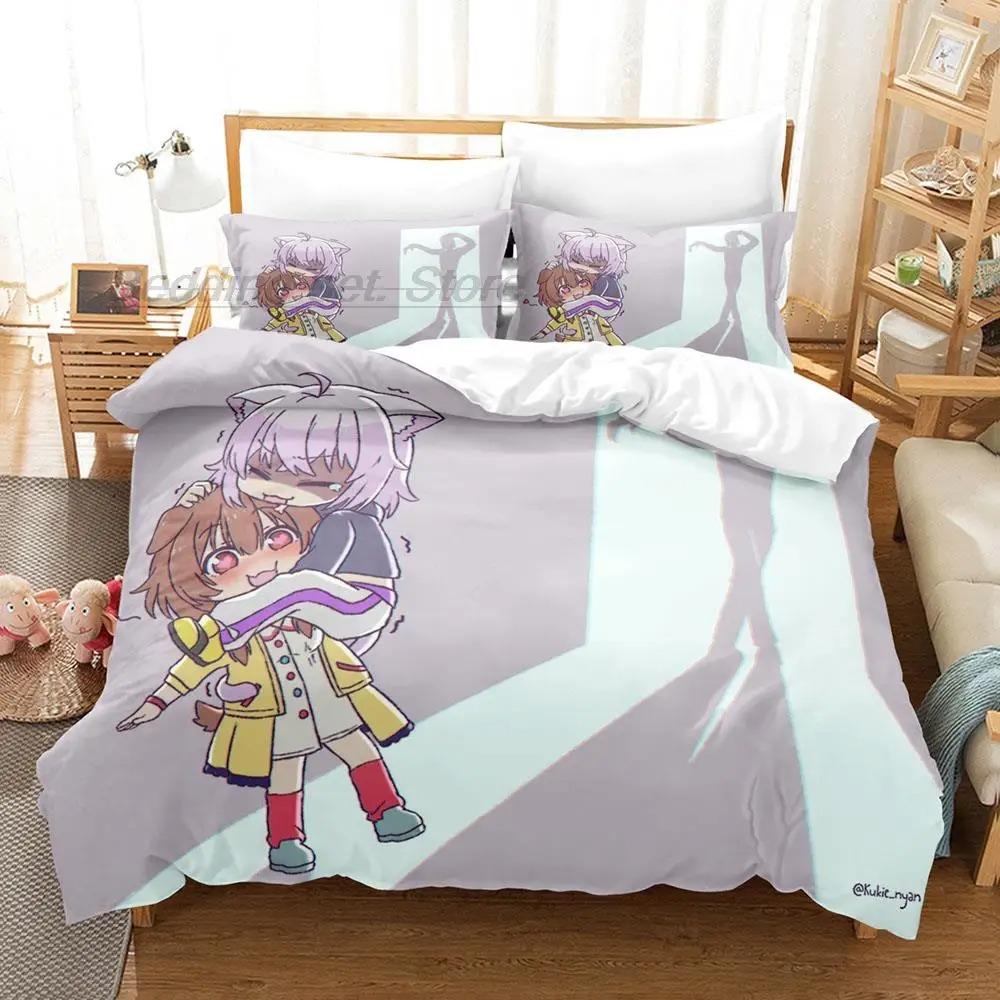 Hololive Neko Mata Okayu Комплект постельного белья Single Twin Full Queen King Size Комплект постельного белья Aldult Kid Bedroom Duvetcover Sets 3D Anime