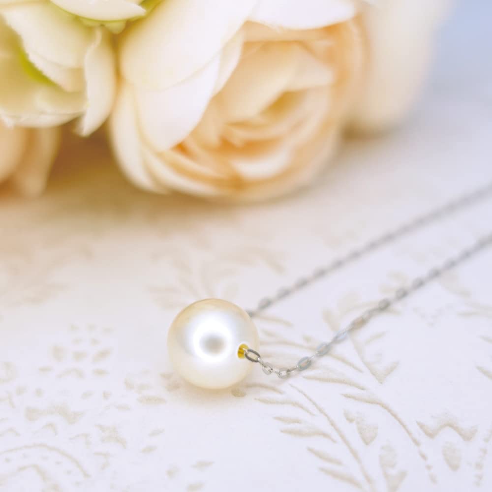 Pt Akoya Pearl Necklace with Hanadama Certificate Platinum Pearl Through Single 8mm Pearl [Hana Kirari] 8.0mm / Necklace, (Pt900)