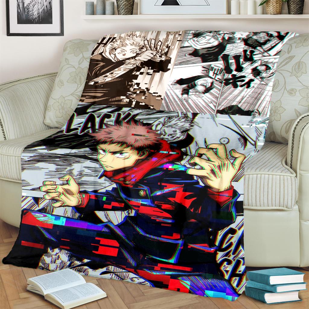 Jujutsu Kaisen Warm Comfortable Print Blanket Flannel for Bedrooms, Sofas, Beds, Chairs, Picnics, Travel