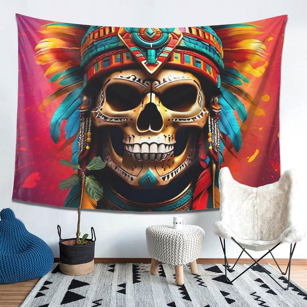 Aztec Skull7 Tapestry Decoration Art Aesthetic Tapestries for Living Room Bedroom Home Wall Cloth Wall Hanging