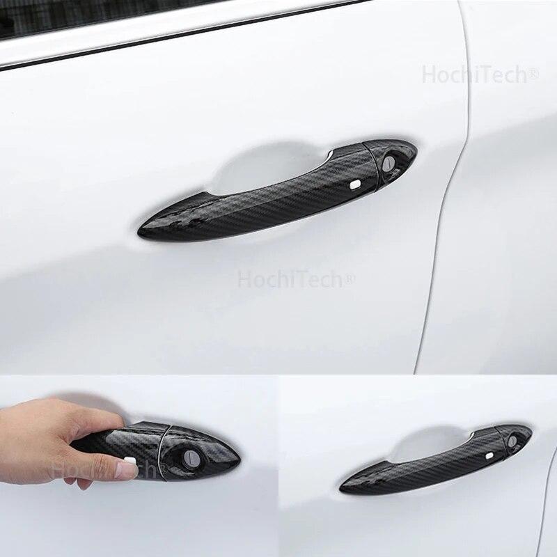 Для Alfa Romeo Giulia 952 Stelvio 949 2015 2016 2017 2018 крышка дверной ручки автомобиля Накладка для умного ключа отверстие из настоящего углеродного волокна