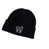[Stickman Embroidery] Knitted hat women's warm and cold hat shows a small and versatile face