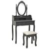 VidaXL Vanity Set with Stool Grey 75x69x140 Cm Paulownia