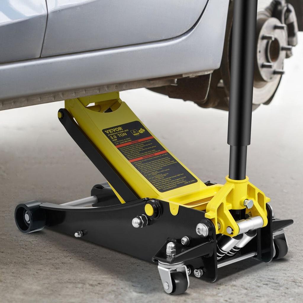 Low Profile Floor Jack 3 Ton Heavy Duty Steel Dual Piston Rapid Pump