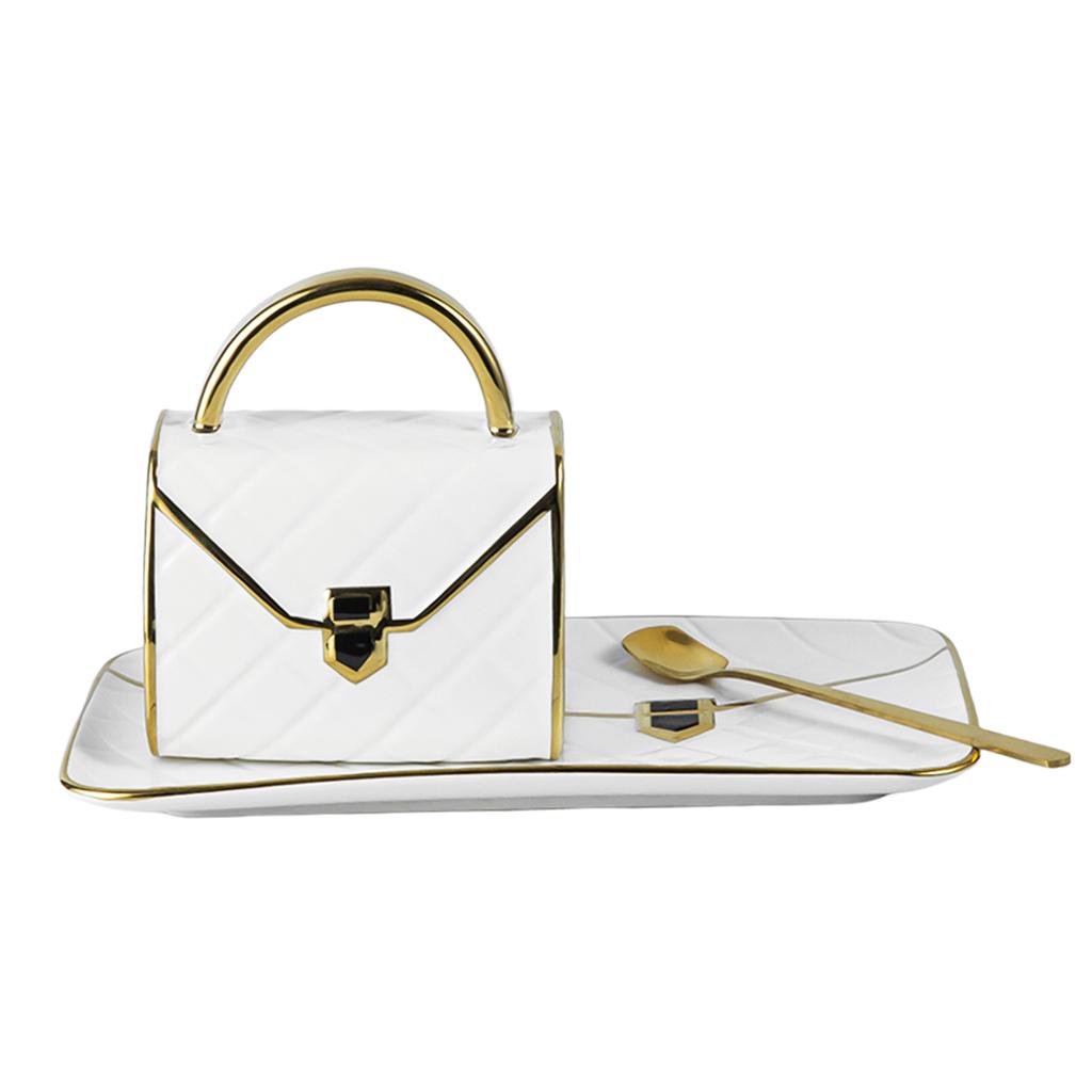 Специальный набор кофейных кружек в форме сумочки с блюдцем и ложкой, кофейная чашка 310 мл, керамическая чайная чашка на день рождения