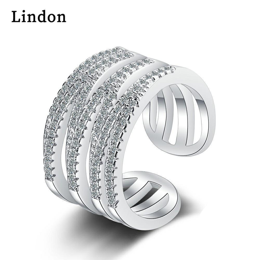 Женское кольцо Lindon с цирконом, ювелирное кольцо для вечеринки