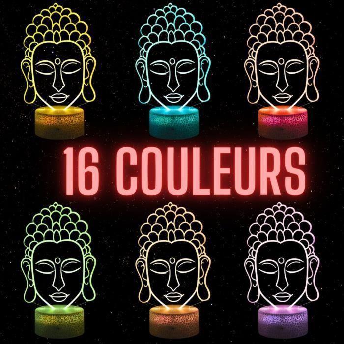 Lampe de Chevet 3D LED Bouddha Zen, Veilleuse changement de couleurs, Lampe tactile bureau et chambre, Eclairage d’ambiance